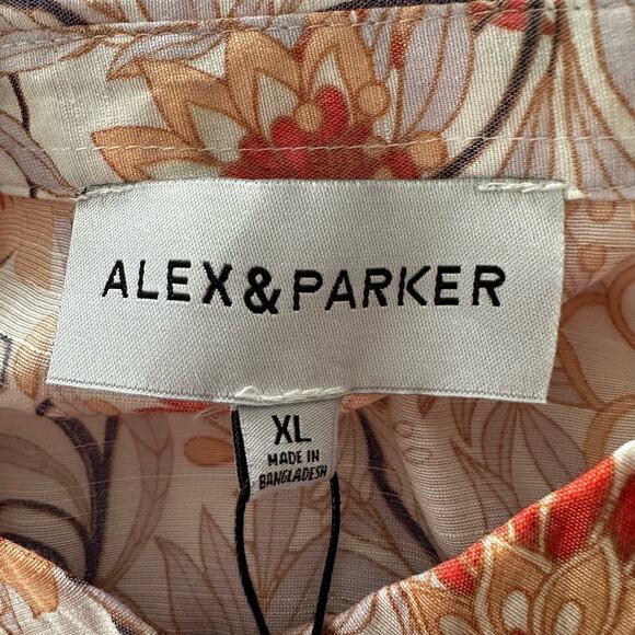 ALEX PARKER Womens Blouse Button Down Floral Relaxed Fit Spring Feminine XL - Picture 5 of 9